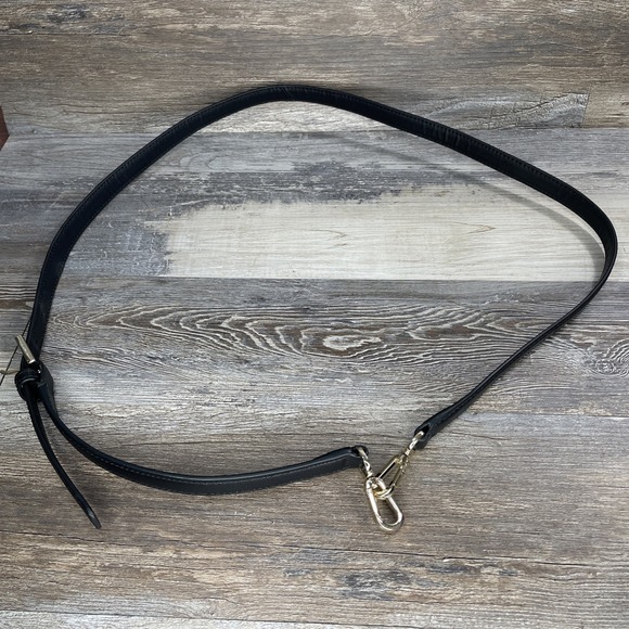 TORY BURCH Leather REPLACEMENT Strap Excellent GoldTone Crossbody Black 5/8" - Picture 6 of 6